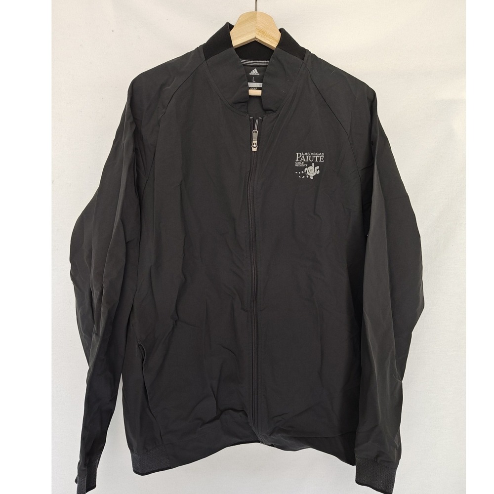 Adidas Golf Jacket Stretch FZ Wind Zip Up CD9954 Black Gray Vegas Paiute Large